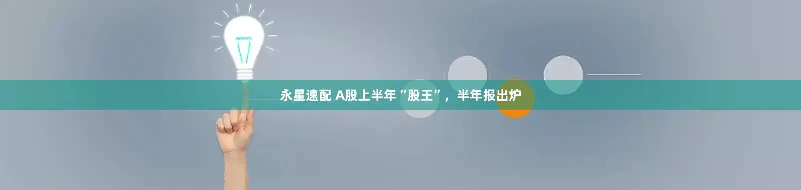 永星速配 A股上半年“股王”，半年报出炉